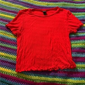 Wild Fable Red Short Sleeve Tee Crop Top Small S Ribbed Soft Basic